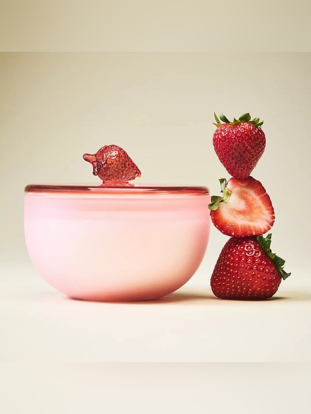Anthropologie Romy Fruity Strawberry and Blonde Wood Glass Candle